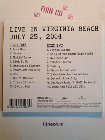 Back 2cd kiss   off the soundboard live in virginia beach july 25 2004 german version   0602445480739