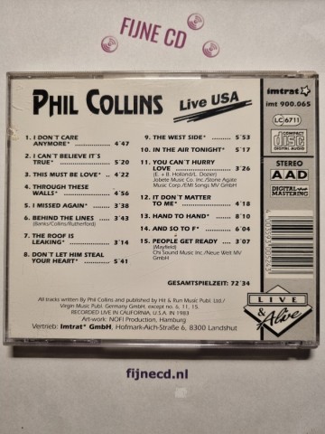 Back cd phil collins   live usa   imt 900 065