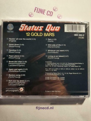 Back cd status quo   12 gold bars   0042280006228
