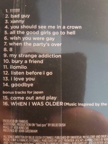 Tracks cd billie eilish   when we all fall asleep where do we go japan import   4988031321645