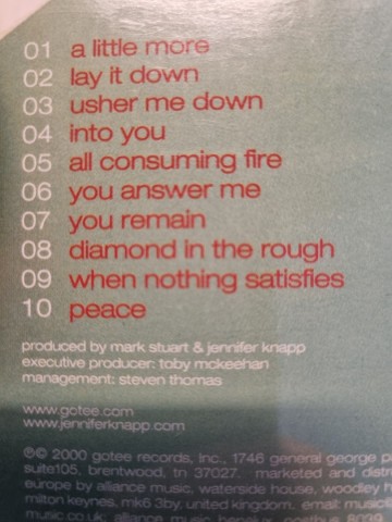 Tracks cd jennifer knapp   lay it down   0669447281627