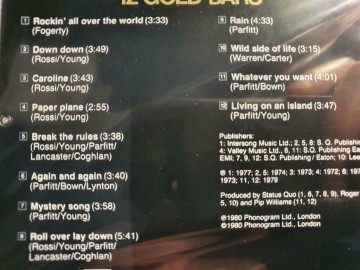 Tracks cd status quo   12 gold bars   0042280006228