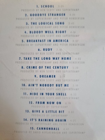 Tracks cd supertramp   the very best of   0082839709026