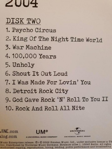 Tracks cd2 2cd kiss   off the soundboard live in virginia beach july 25 2004 german version   0602445480739