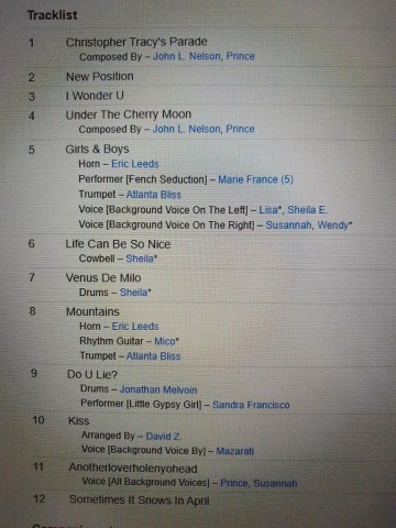 Tracks dgs cd prince and the revolution   parade   0075992539524