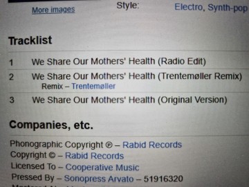 Tracks dgs cd single the knife   we share our mothers health   vvr5042213p