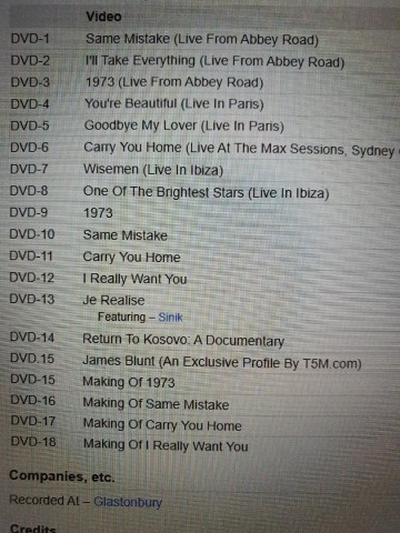 Tracks dvd dgs cddvd james blunt   all the lost souls deluxe edition   0075678969539