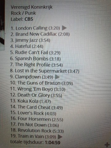 Tracks mm 2cd the clash   london calling   0887254469926