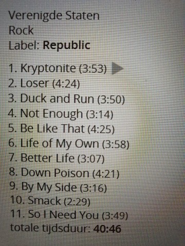 Tracks mm cd 3 doors down   the better life   0601215392029