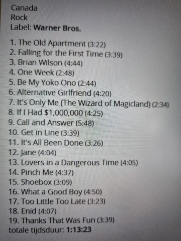 Tracks mm cd barenaked ladies   disc one 1991 2001  all their greatest hits   0093624807520