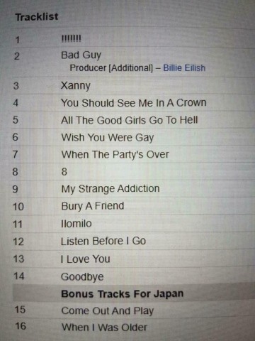 Tracks mm cd billie eilish   when we all fall asleep where do we go japan import   4988031321645