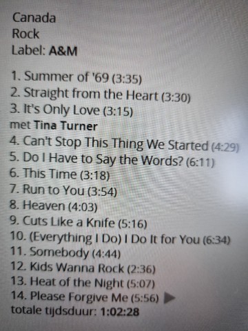 Tracks mm cd bryan adams   so far so good   0731454015721