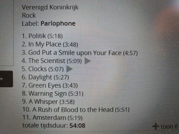 Tracks mm cd coldplay   a rush of blood to the head   0724354050428