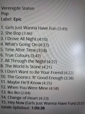 Tracks mm cd cyndi lauper   time after time  the best of   5099750115626