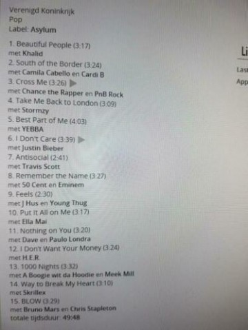 Tracks mm cd ed sheeran   no 6 collaborations project   0190295427887