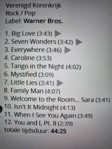 Tracks mm cd fleetwood mac   tango in the night   0075992547123