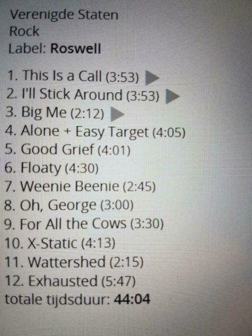 Tracks mm cd foo fighters   foo fighters   0724383402724