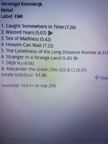 Tracks mm cd iron maiden   somewhere in time   0190295567705