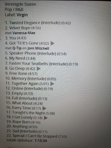 Tracks mm cd janet jackson   the velvet rope   0724384476229