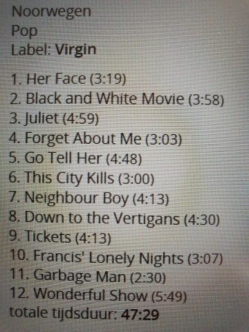 Tracks mm cd janove ottesen   francis lonely nights   0724347374821