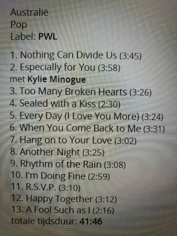 Tracks mm cd jason donovan   greatest hits   pwcd 033