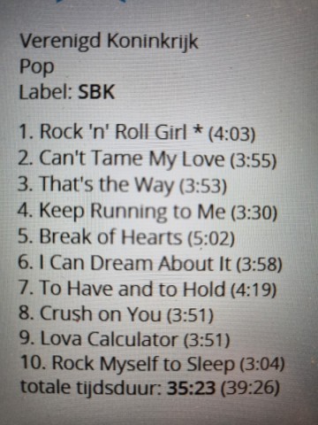 Tracks mm cd katrina  the waves   break of hearts   0077779264926