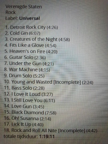 Tracks mm cd kiss   off the soundboard live in poughkeepsie 1984   0602455256485