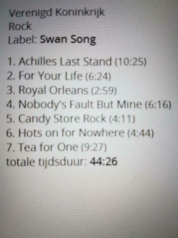 Tracks mm cd led zeppelin   presence   0081227955755