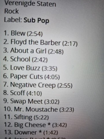 Tracks mm cd nirvana   bleach   0098787003420 0