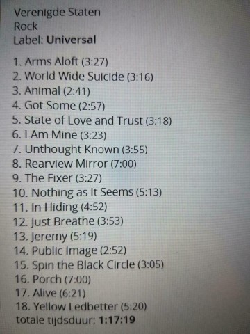 Tracks mm cd pearl jam   live on ten legs   0602527548814