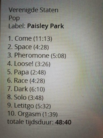 Tracks mm cd prince   come   0093624570028