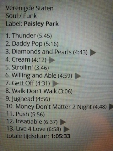 Tracks mm cd prince and the new power generation   diamonds and pearls   0075992537926