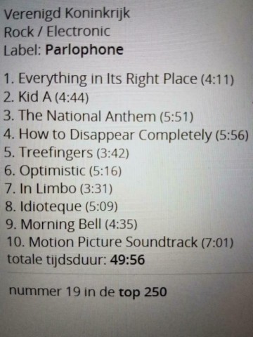 Tracks mm cd radiohead   kid a   0634904078225