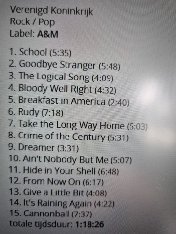 Tracks mm cd supertramp   the very best of   0082839709026