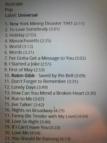 Tracks mm cd1 2cd bee gees   their greatest hits  the record   0731458944621