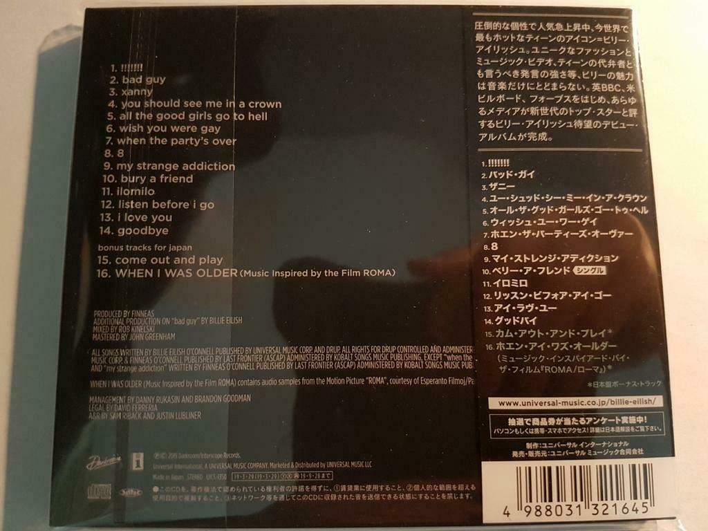 5DT BILLIE EILISH When We All Fall Asleep, Where Do We Go？w/ Bonus JAPAN CD  